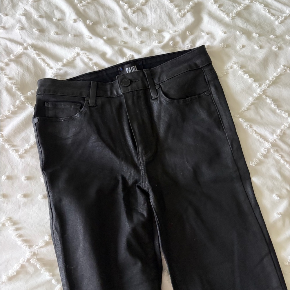 PAIGE Jet Black Faux Leather Skinny Jeans (Hoxton Ankle)